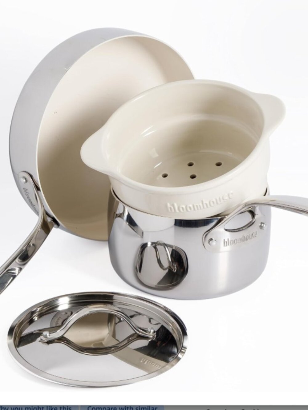 4-Piece Triply Stainless Steel Pots and Pans Cookware Set w/Non-Stick Non-Toxic
